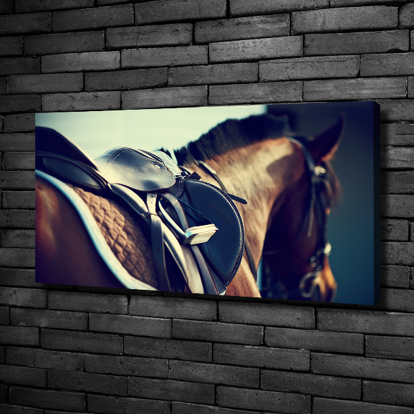 Cuadro canvas moderno de gran formato horizontal Silla de montar con estribos