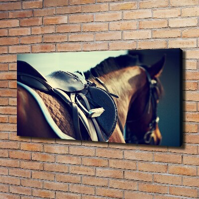 Cuadro canvas moderno de gran formato horizontal Silla de montar con estribos