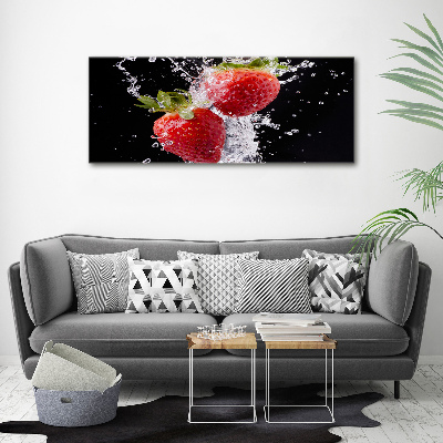 Fotocuadro en lienzo de alta calidad horizontal Fresas y agua