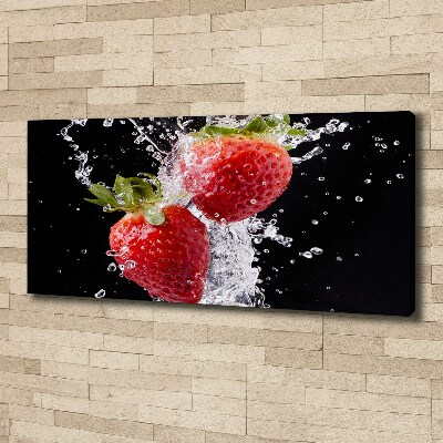 Fotocuadro en lienzo de alta calidad horizontal Fresas y agua