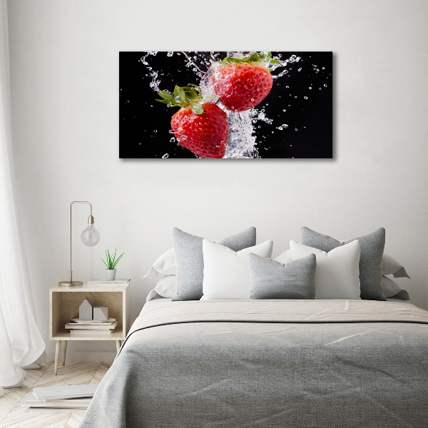 Fotocuadro en lienzo de alta calidad horizontal Fresas y agua