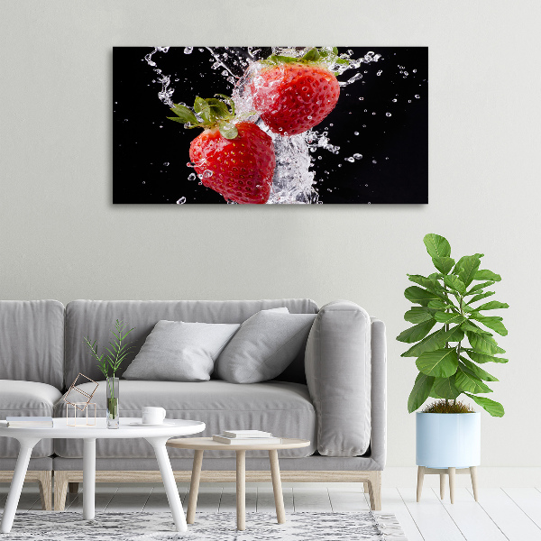 Fotocuadro en lienzo de alta calidad horizontal Fresas y agua