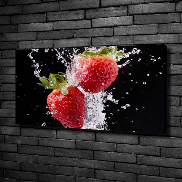 Fotocuadro en lienzo de alta calidad horizontal Fresas y agua