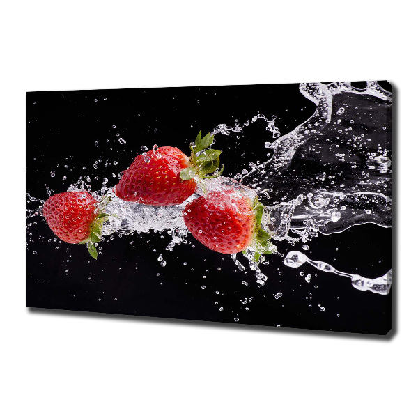 Fotocuadro en lienzo de alta calidad horizontal Fresas y agua
