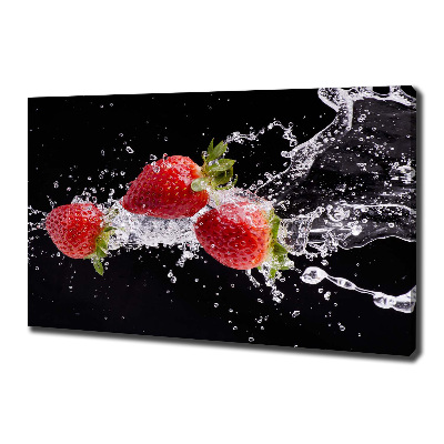 Fotocuadro en lienzo de alta calidad horizontal Fresas y agua
