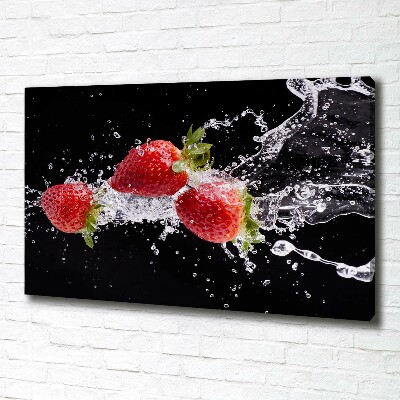 Fotocuadro en lienzo de alta calidad horizontal Fresas y agua