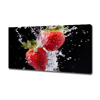 Fotocuadro en lienzo de alta calidad horizontal Fresas y agua