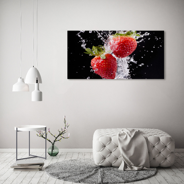 Fotocuadro en lienzo de alta calidad horizontal Fresas y agua