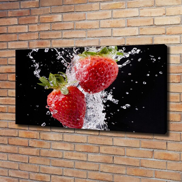 Fotocuadro en lienzo de alta calidad horizontal Fresas y agua