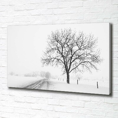Cuadro canvas con impresión uv duradera horizontal Árbol en invierno