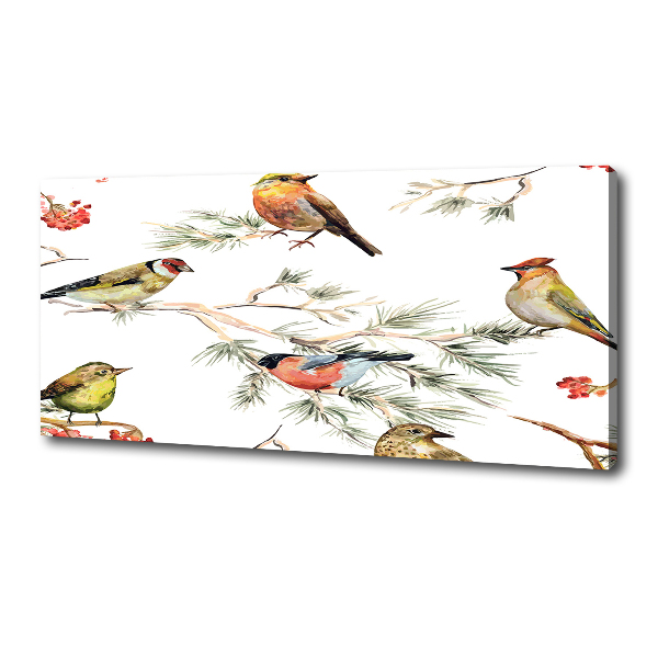 Cuadro canvas con impresión uv duradera horizontal Aves y plantas del bosque