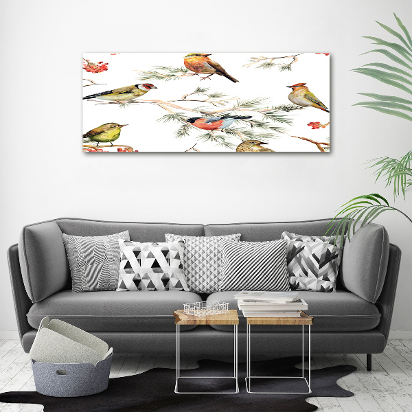 Cuadro canvas con impresión uv duradera horizontal Aves y plantas del bosque