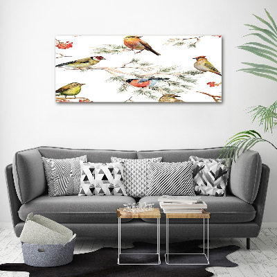 Cuadro canvas con impresión uv duradera horizontal Aves y plantas del bosque