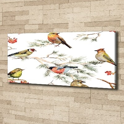 Cuadro canvas con impresión uv duradera horizontal Aves y plantas del bosque