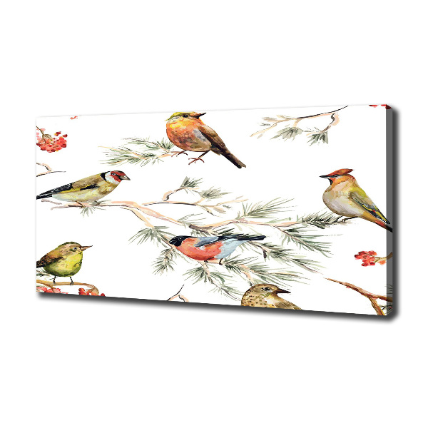 Cuadro canvas con impresión uv duradera horizontal Aves y plantas del bosque