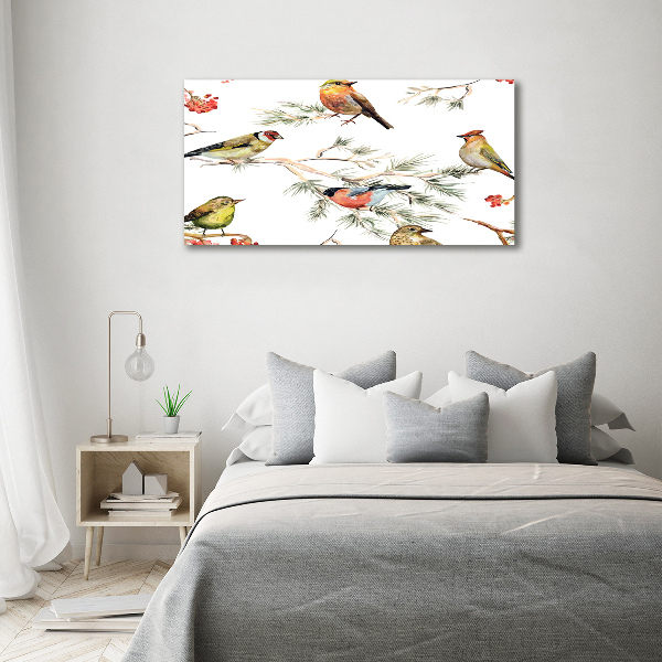 Cuadro canvas con impresión uv duradera horizontal Aves y plantas del bosque