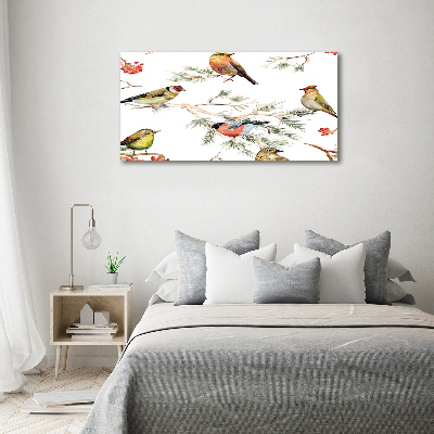 Cuadro canvas con impresión uv duradera horizontal Aves y plantas del bosque