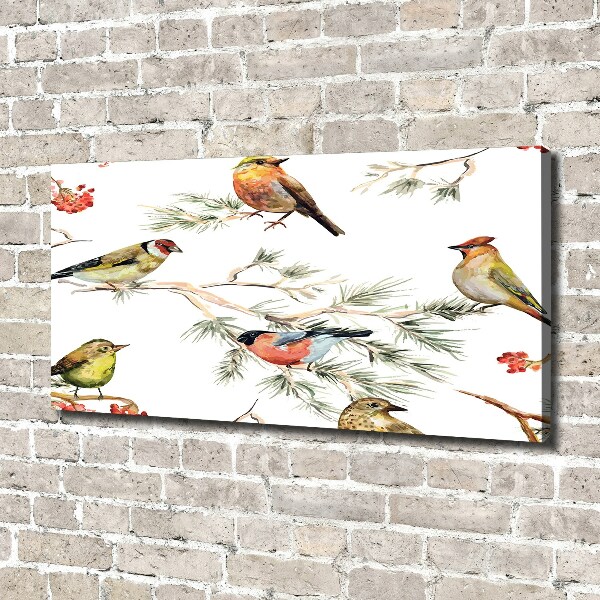 Cuadro canvas con impresión uv duradera horizontal Aves y plantas del bosque