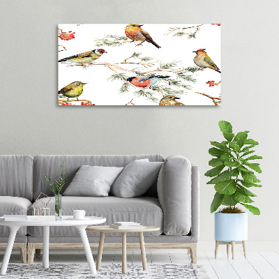 Cuadro canvas con impresión uv duradera horizontal Aves y plantas del bosque