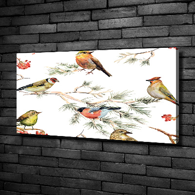 Cuadro canvas con impresión uv duradera horizontal Aves y plantas del bosque