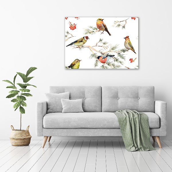Cuadro canvas con impresión uv duradera horizontal Aves y plantas del bosque