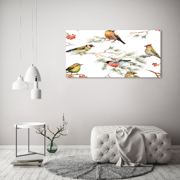 Cuadro canvas con impresión uv duradera horizontal Aves y plantas del bosque