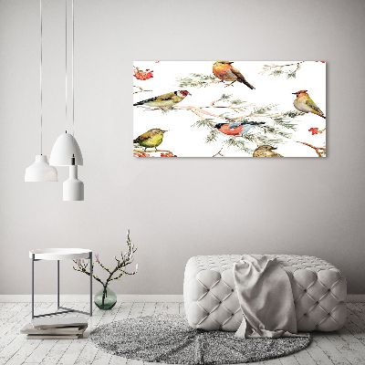 Cuadro canvas con impresión uv duradera horizontal Aves y plantas del bosque
