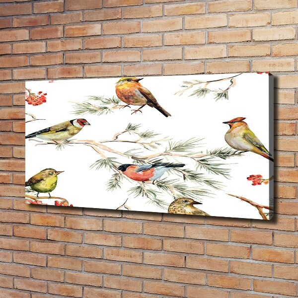 Cuadro canvas con impresión uv duradera horizontal Aves y plantas del bosque