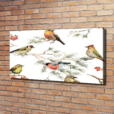 Cuadro canvas con impresión uv duradera horizontal Aves y plantas del bosque