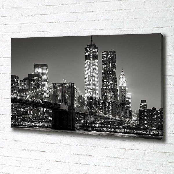 Cuadro canvas con impresión uv duradera horizontal Manhattan de noche