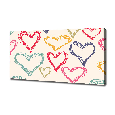 Fotocuadro en lienzo de alta calidad horizontal Corazones de colores
