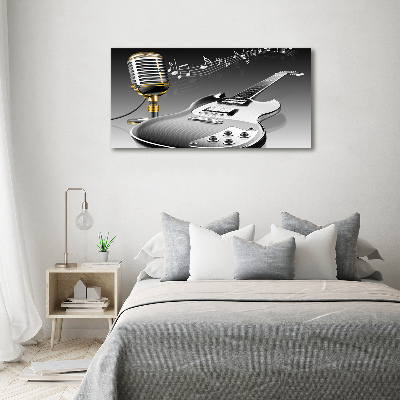 Cuadro canvas con impresión uv duradera horizontal Guitarra y micrófono