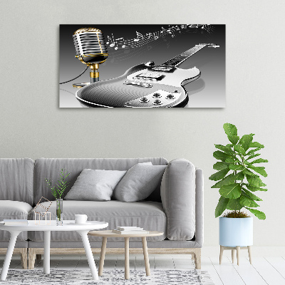 Cuadro canvas con impresión uv duradera horizontal Guitarra y micrófono