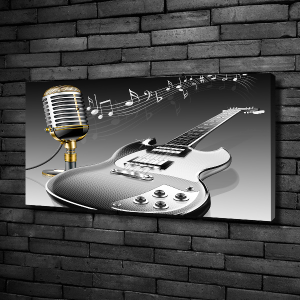Cuadro canvas con impresión uv duradera horizontal Guitarra y micrófono