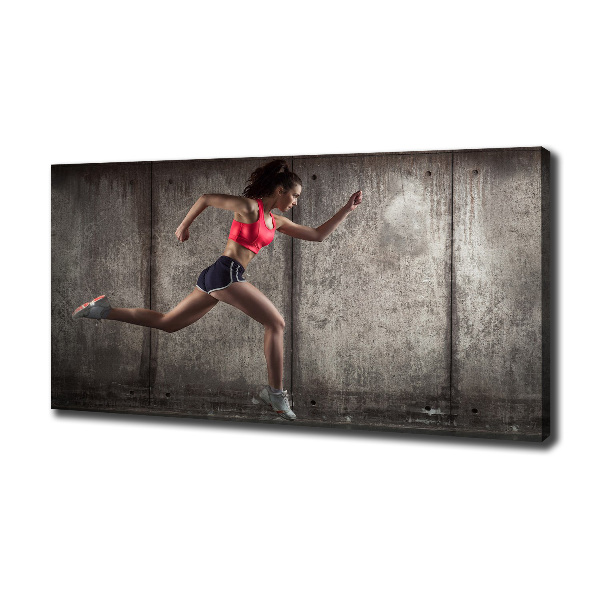 Cuadro canvas moderno de gran formato horizontal Mujer corriendo