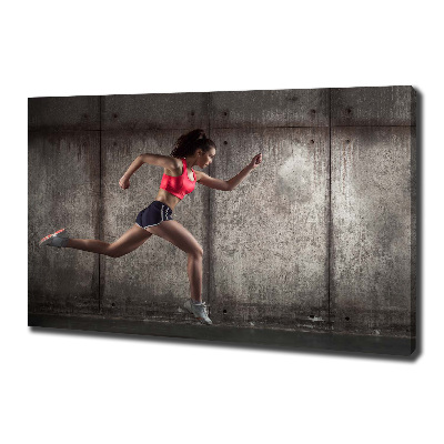 Cuadro canvas moderno de gran formato horizontal Mujer corriendo