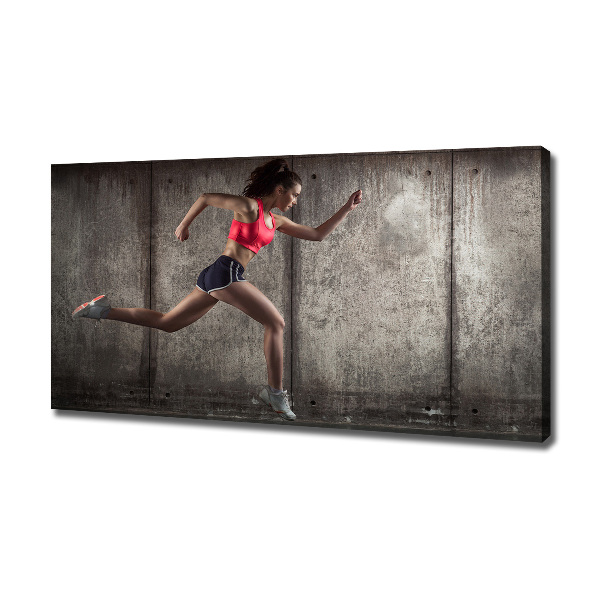 Cuadro canvas moderno de gran formato horizontal Mujer corriendo