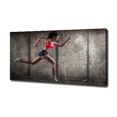 Cuadro canvas moderno de gran formato horizontal Mujer corriendo
