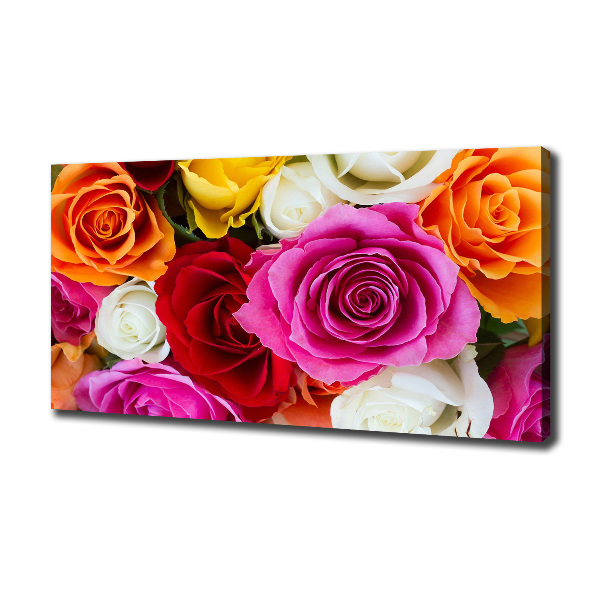 Cuadro canvas moderno de gran formato horizontal Rosas de colores