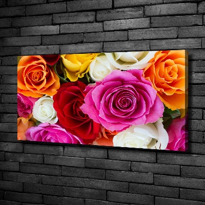 Cuadro canvas moderno de gran formato horizontal Rosas de colores