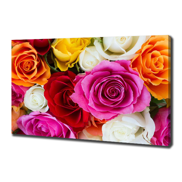 Cuadro canvas moderno de gran formato horizontal Rosas de colores