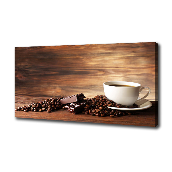 Cuadro canvas moderno de gran formato horizontal Café y chocolate
