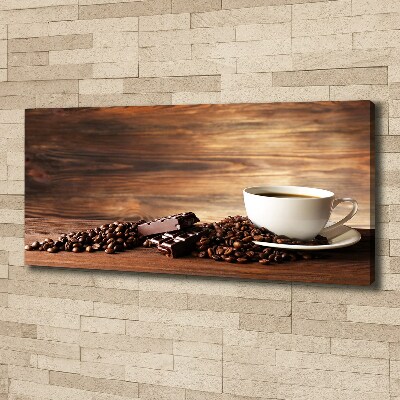 Cuadro canvas moderno de gran formato horizontal Café y chocolate