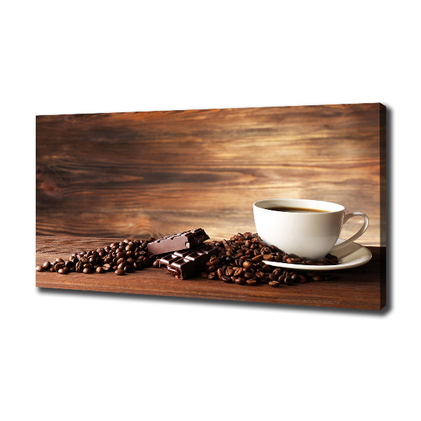 Cuadro canvas moderno de gran formato horizontal Café y chocolate