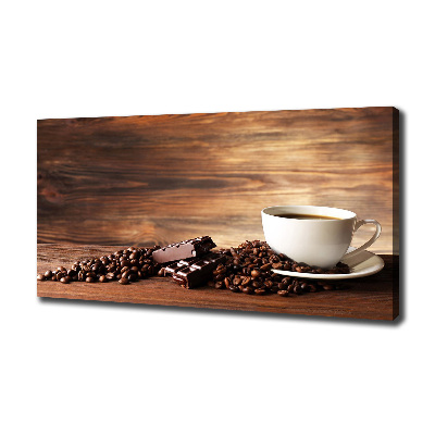Cuadro canvas moderno de gran formato horizontal Café y chocolate