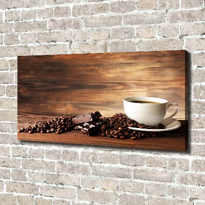 Cuadro canvas moderno de gran formato horizontal Café y chocolate