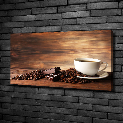 Cuadro canvas moderno de gran formato horizontal Café y chocolate