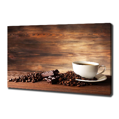 Cuadro canvas moderno de gran formato horizontal Café y chocolate
