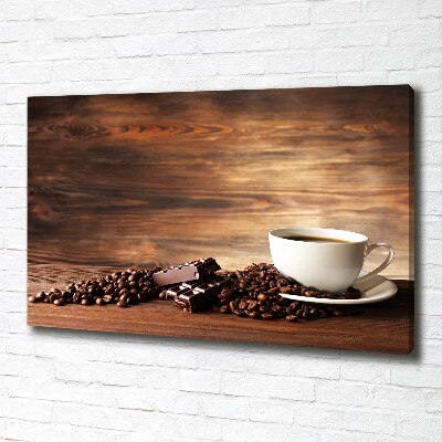 Cuadro canvas moderno de gran formato horizontal Café y chocolate