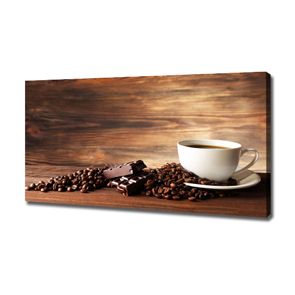 Cuadro canvas moderno de gran formato horizontal Café y chocolate